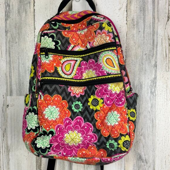 Vera Bradley Quilted Campus Backpack Ziggy Zinnia Pattern (Ret) Multi Cotton EUC - Picture 2 of 9